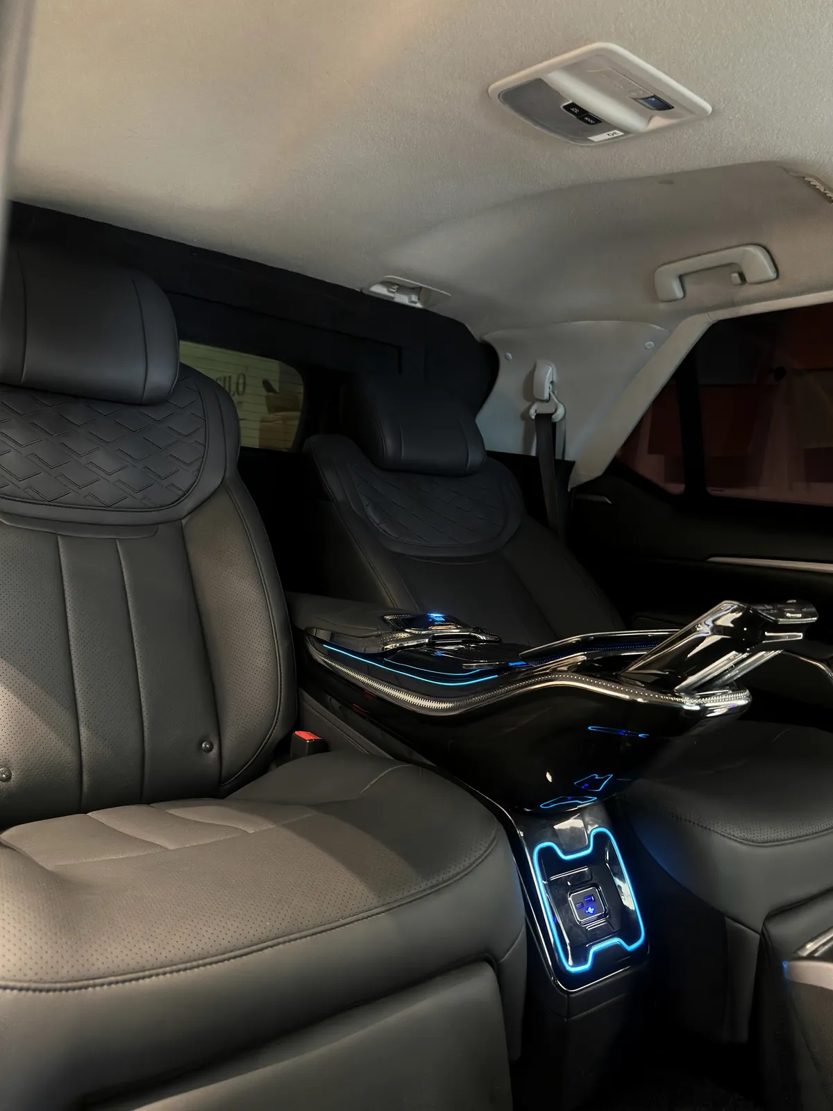 Fortuner black cabin with lit console